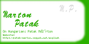 marton patak business card